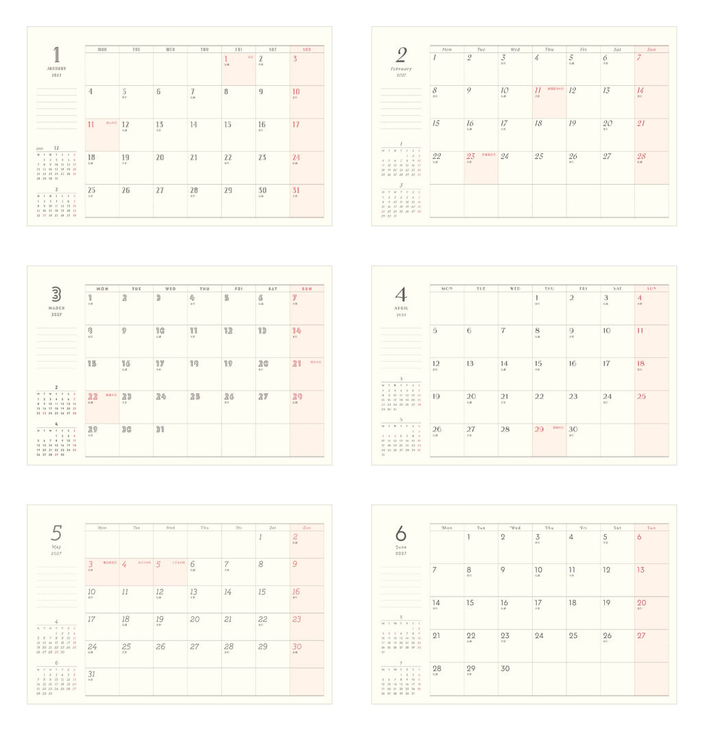MATOKA マトカ 2027年 卓上カレンダー リングタイプ（月曜始まり）『LITTERA｜リテラ』