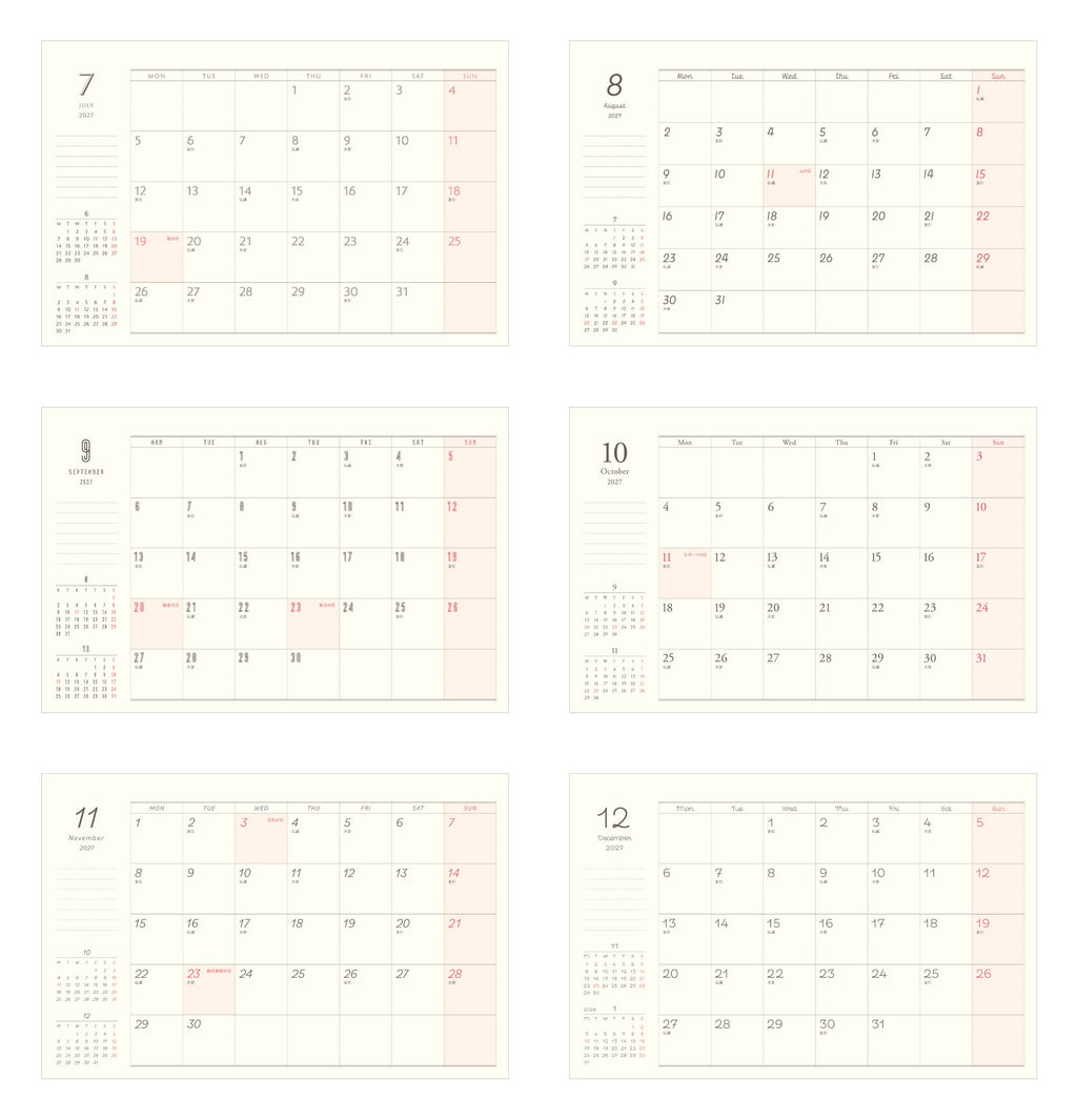 MATOKA マトカ 2027年 卓上カレンダー リングタイプ（月曜始まり）『LITTERA｜リテラ』
