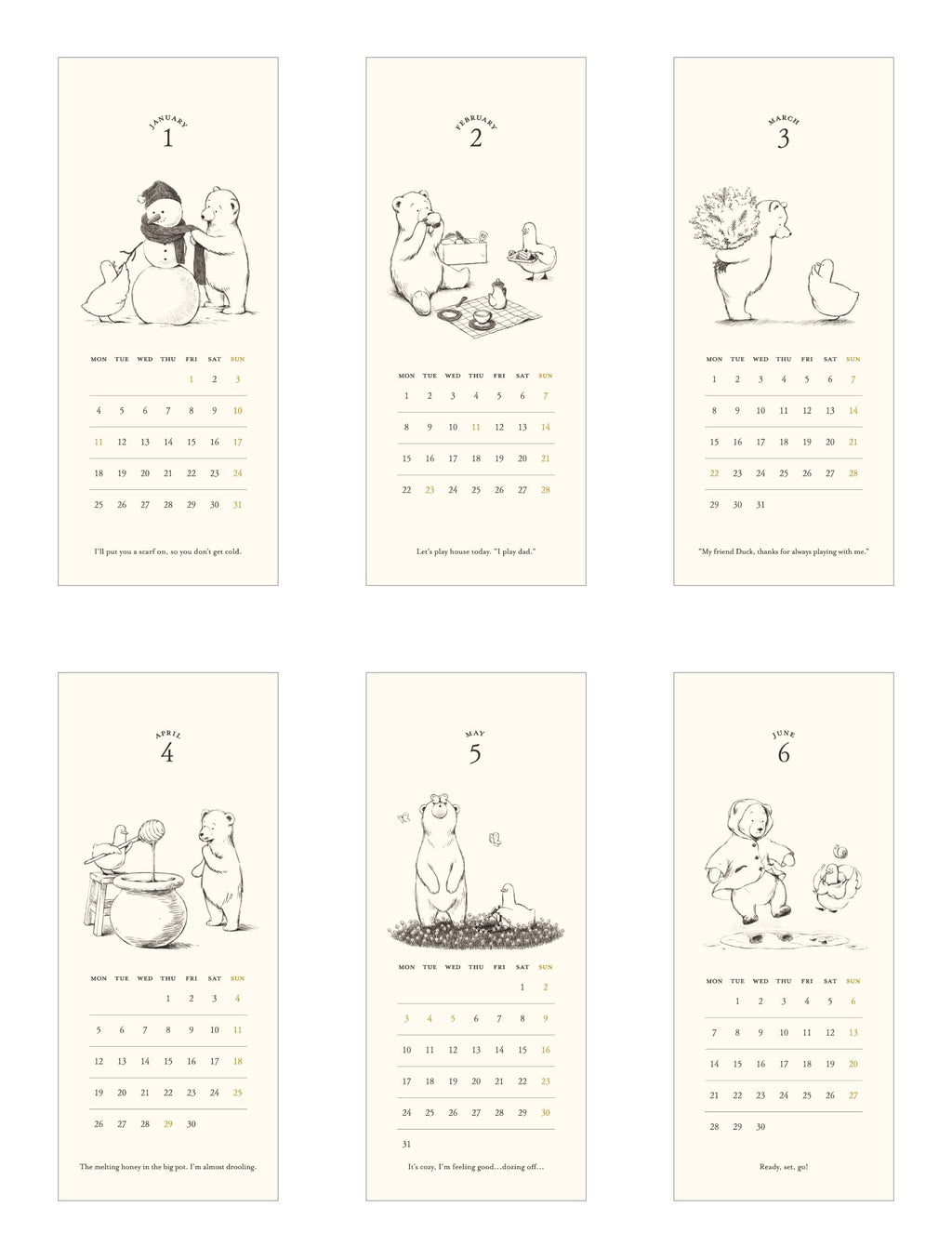 MATOKA マトカ 2027年 卓上カレンダー リングタイプ（月曜始まり）『DUCK AND BEAR｜アヒルとクマ』