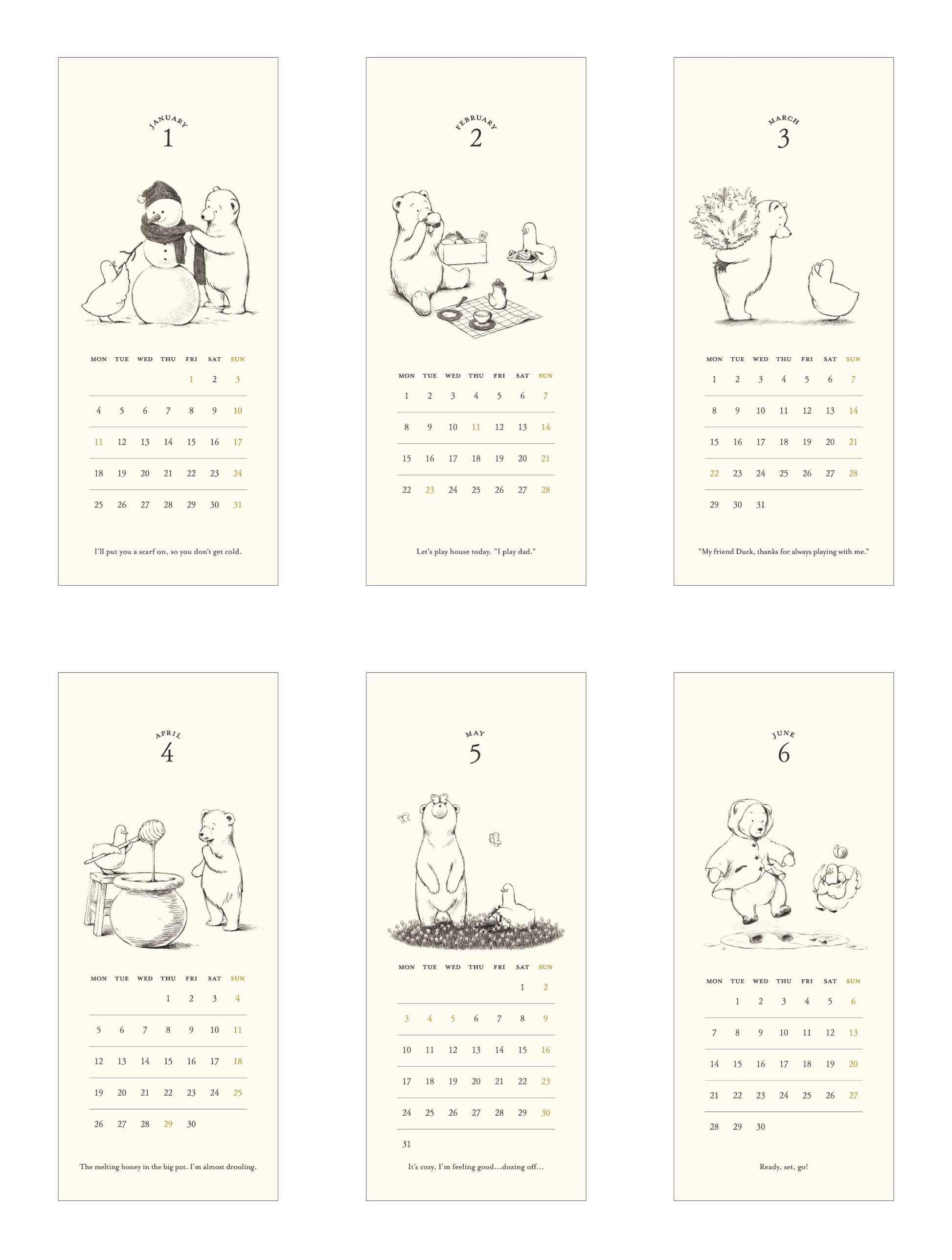 MATOKA マトカ 2027年 卓上カレンダー リングタイプ（月曜始まり）『DUCK AND BEAR｜アヒルとクマ』