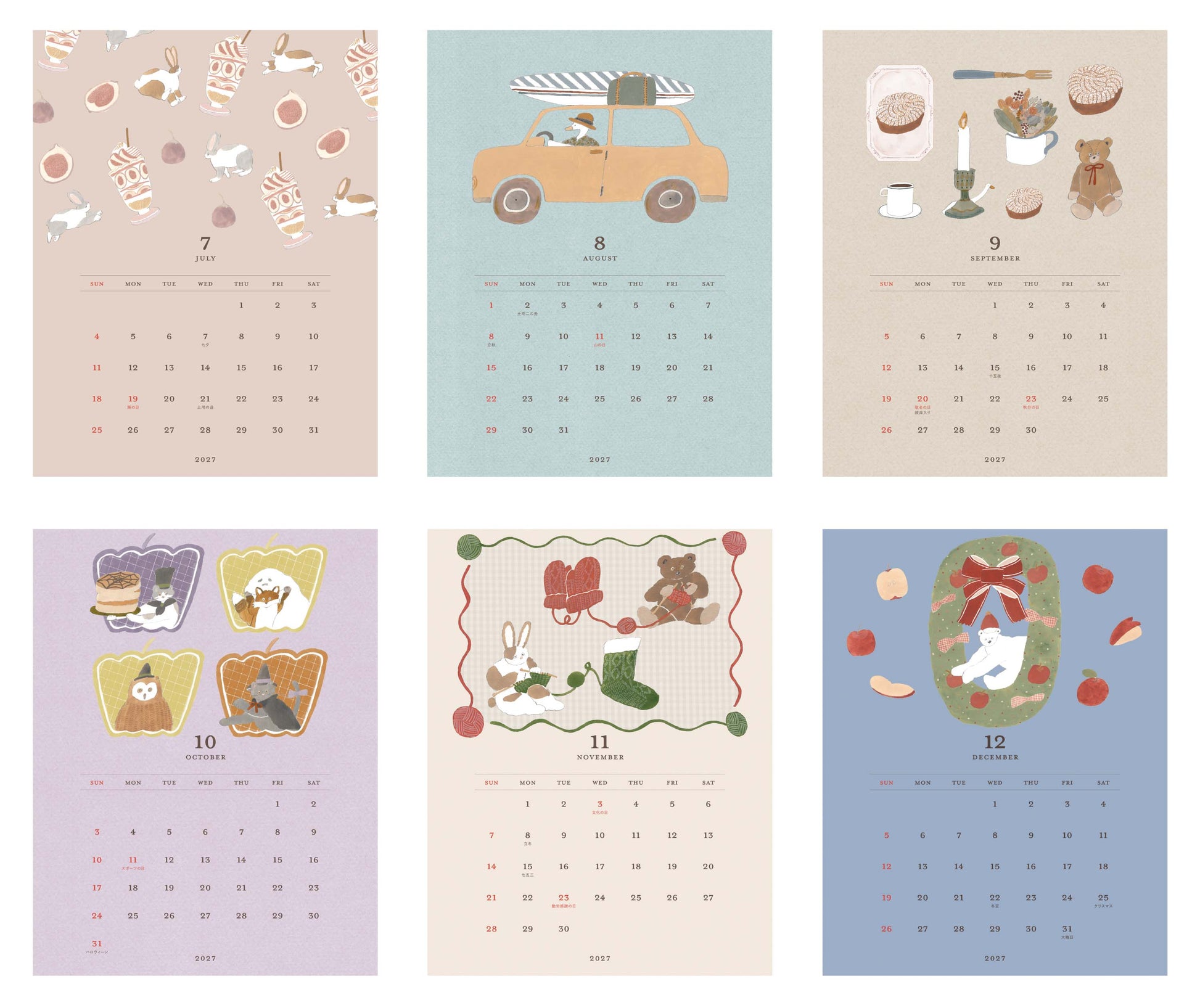 MATOKA マトカ 2027年 壁掛けカレンダー タンザックタイプ（日曜始まり）『SEASON｜たのしい季節めぐり（トビマツショウイチロウ）』
