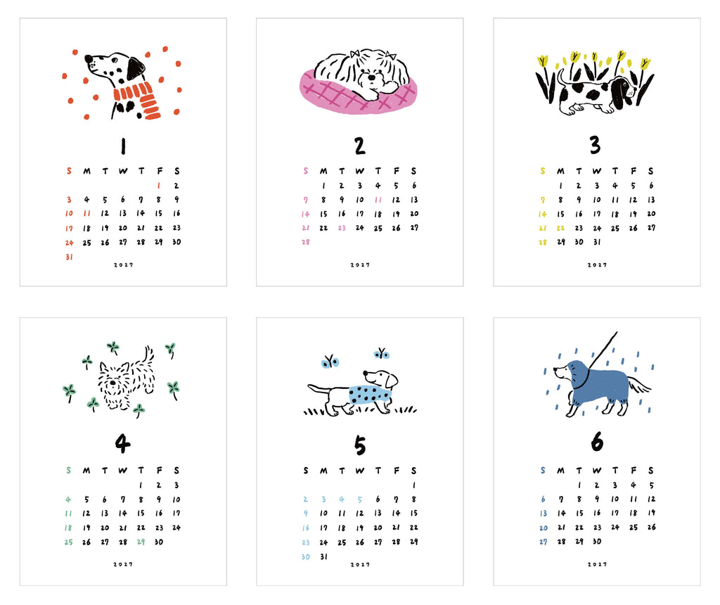 MATOKA マトカ 2027年 壁掛けカレンダー タンザックタイプ（日曜始まり）『DOGGY｜ドギー（篠原まやこ）』