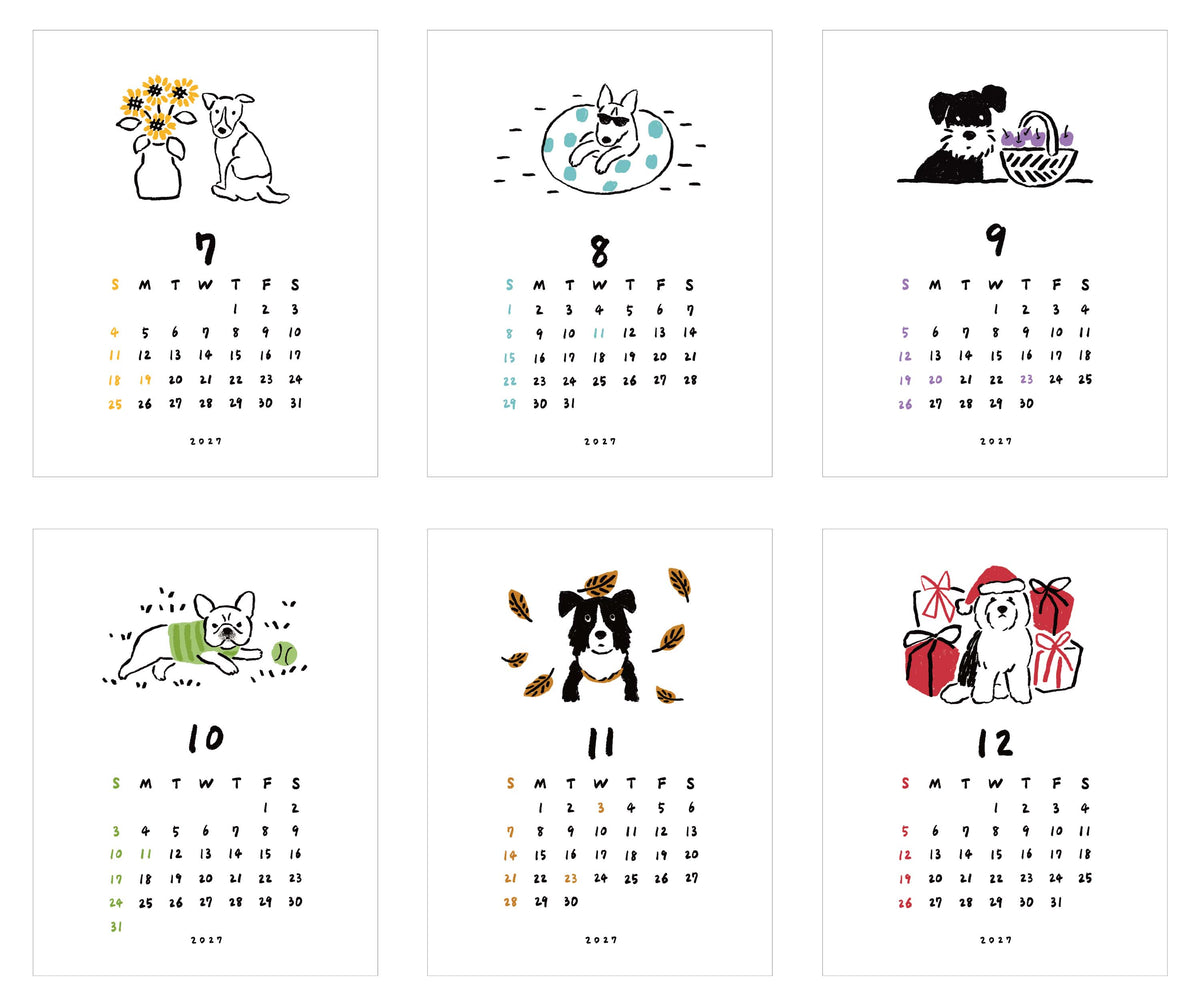 MATOKA マトカ 2027年 壁掛けカレンダー タンザックタイプ（日曜始まり）『DOGGY｜ドギー（篠原まやこ）』