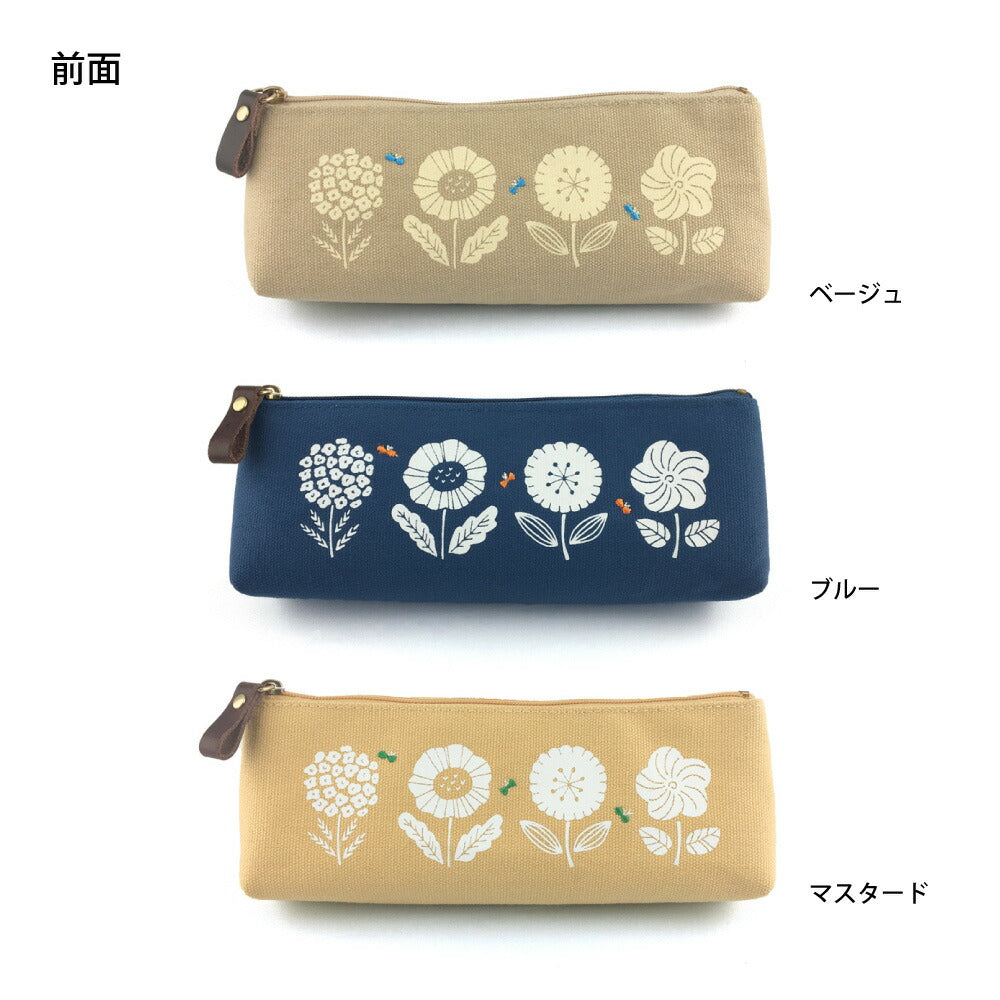 キャンバス ペンケース（フラワー）｜おしゃれ かわいい 高校生 中学生 入学 シンプル 大容量｜MATOKA マトカ