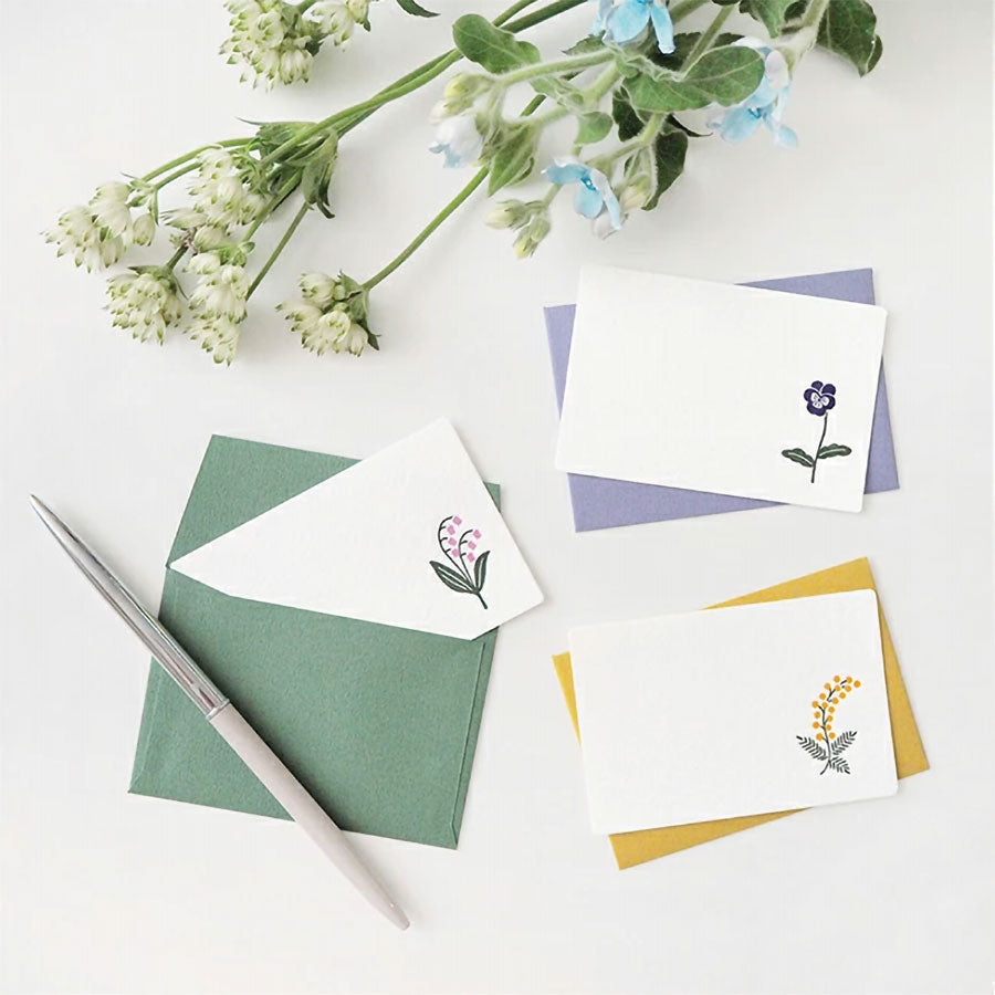 mois et fleurs モワ・エ・フルール ミニメッセージカードセット｜グリーティングカード メッセージ ギフト 誕生日 プレゼント ミモザ｜MATOKA マトカ